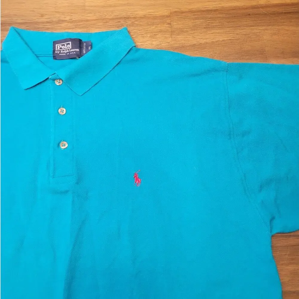 RARE VTG Ralph Lauren Blue Polo 90s USA Streetwear 2XL